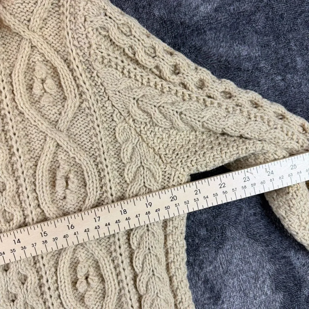 Vtg 60's 70's Abercrombie & Fitch Virgin Wool Cable Knit Cardigan Ireland M/L - Picture 5 of 11